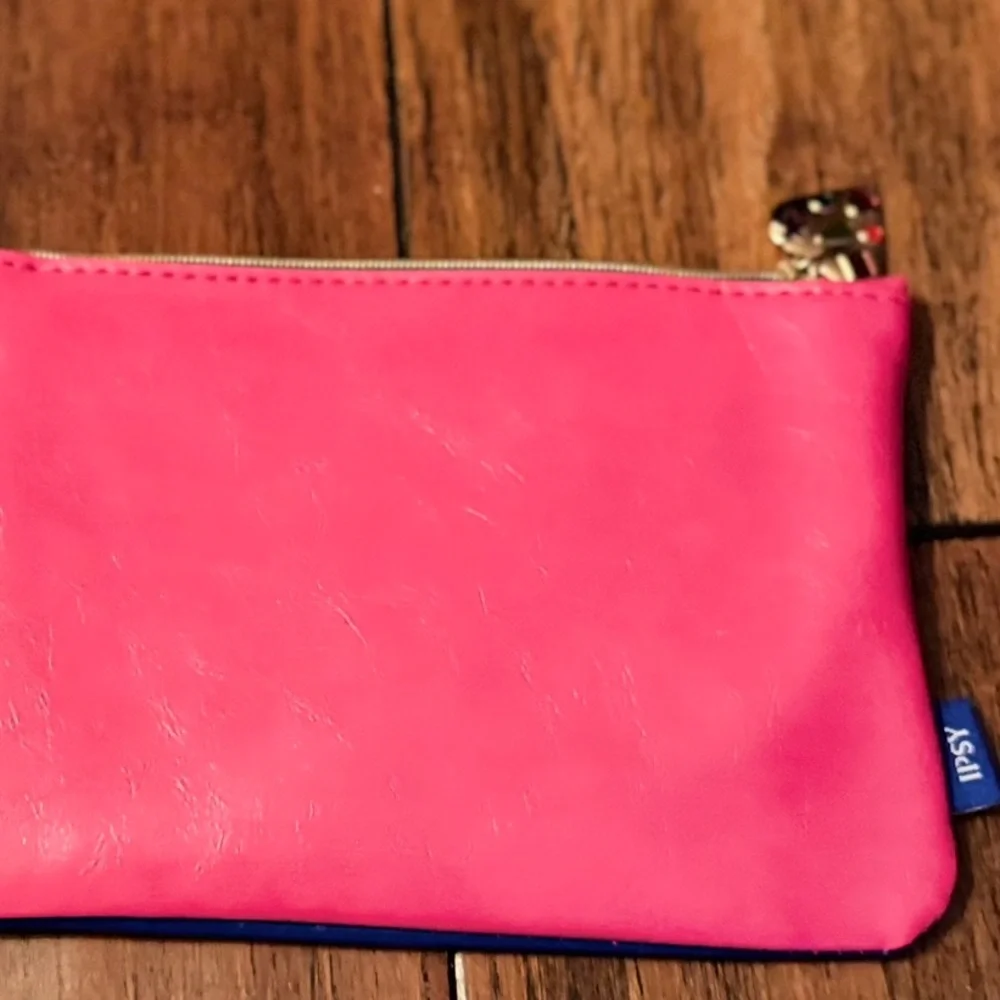 Ipsy Faux Leather Pink & Blue Glam Bag